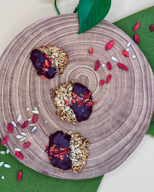 Sunflower + Goji Chocolate Wheels